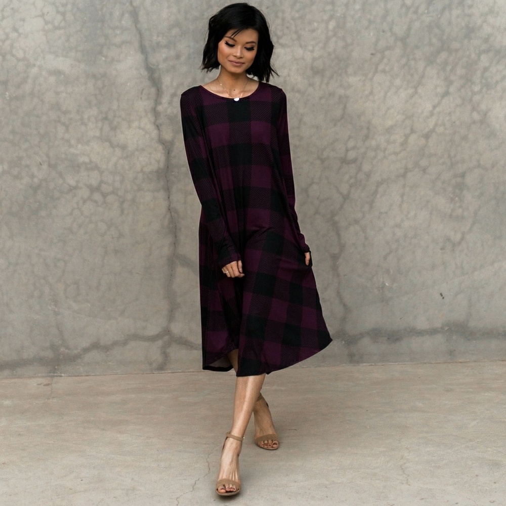 Swing Pocket Dress-Purple